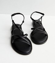 New Look Black Leather-Look Strappy Sandals